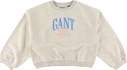 GANT Collegegenser C hals Beskåret Gummi Grey Melange GANT 16 år 176 Collegegenser Grå