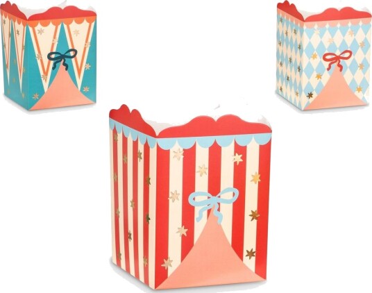 6 stk Fargerike Sirkus Beger til Snacks/Popcorn Circus Party