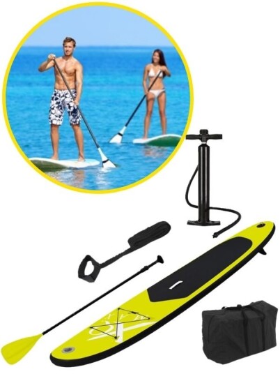 XQ Max Oppblåsbart SUP-brett 285 cm med pumpe, padleåre og ankelstropp 100 kg lime