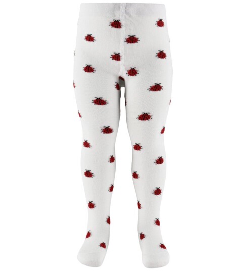 Fuzzies Strømpebukser   Off White m. Marihøner   Fuzzies   122/128   Strømpebukser   Hvit   122 128