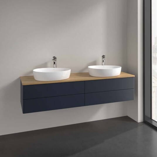 Villeroy & Boch Antao Servantskap med 4 skuffer 160x50x36 cm u/lys Blå Matt/Eik