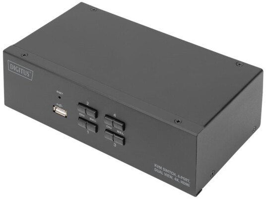 Digitus - Kvm / Lyd / Usb-Svitsj - 4 X Kvm Port(S) - 1 Lokalbruker - Stasjonær Digitus - Kvm / Lyd / Usb-Svitsj - 4 X Kvm Port(S) - 1 Lokalbruker - Stasjonær