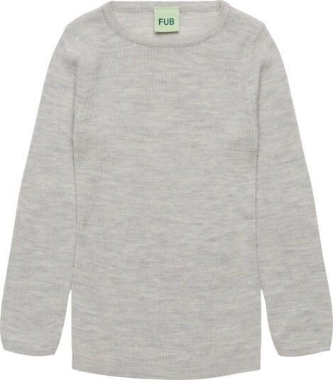 FUB Genser Rib Ull Light Grey Melange FUB 90 Genser Grå