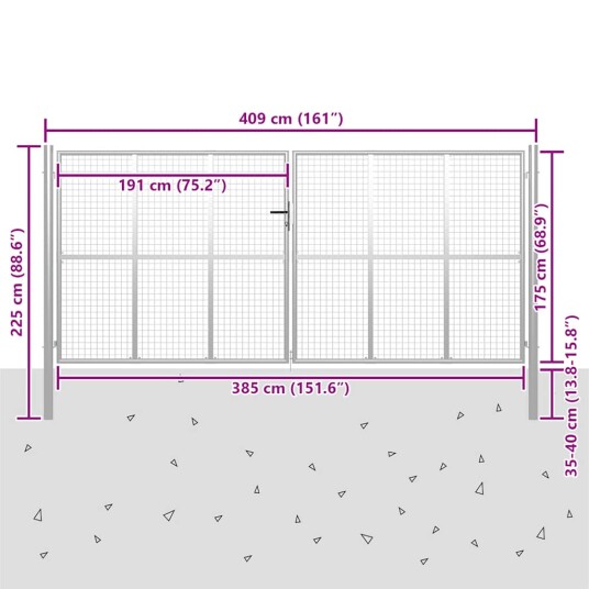 vidaXL Hageport galvanisert stål 415x225 cm sølv vidaXL Hageport galvanisert stål 415x225 cm sølv