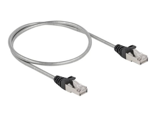 Delock Koblingskabel Rj-45 Hann Til Rj-45 Hann 50 Cm 4.9 Mm U/Ftp Cat 6A Halogenfri Sølv