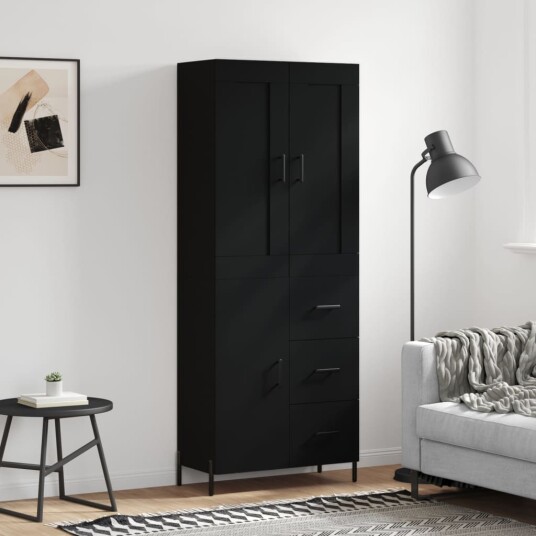 vidaXL Highboard svart 69,5x34x180 cm konstruert tre 8720845492403