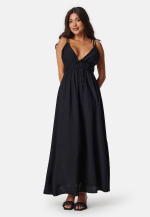 BUBBLEROOM Tie Strap Maxi Dress Black M
