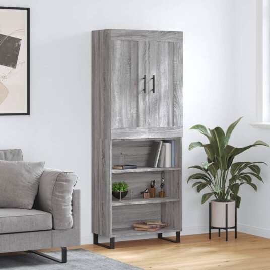vidaXL Highboard grå sonoma 69,5x34x180 cm konstruert tre 8720845495176