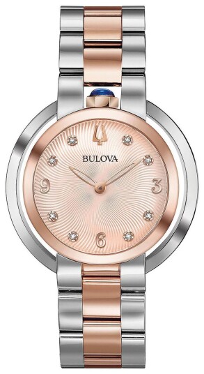 Bulova Dameklokke 98P174 Rosegullfarget/Rose gulltonet stål Ø35 mm Bulova Dameklokke 98P174 Rosegullfarget/Rose gulltonet stål Ø35 mm
