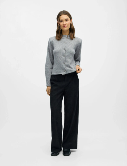 Object Objzari L/S Re Knit Cardigan 142 - Grey - XS Object Objzari L/S Re Knit Cardigan 142 - Grey - XS