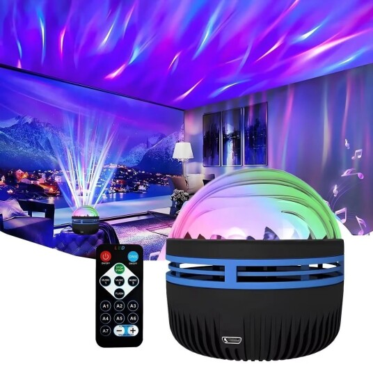 Mini Roterende RGB Nordlys Aurora LED Prosjektor Nattlampe