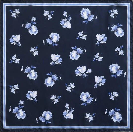 Gant Floral Print Silk Scarf Navy ONE SIZE