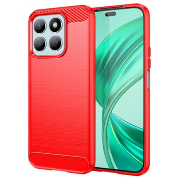 Honor X8b Børstet TPU Deksel Karbonfiber Rød