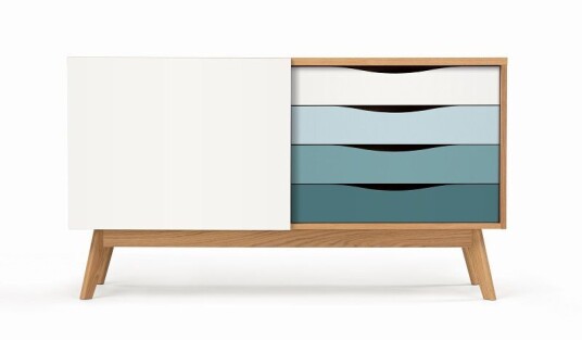 Woodman - Avon Skjenk m/fargede skuffer - Spruse Unoliving