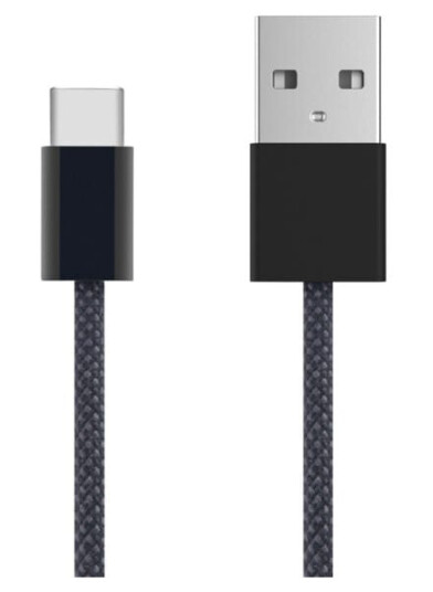 Linocell Flettet USB-A- til USB-C-kabel Svart 2 m