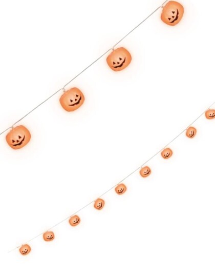 Batteridrevet Lyslenke med 12 Gresskar og LED Lys 180 cm