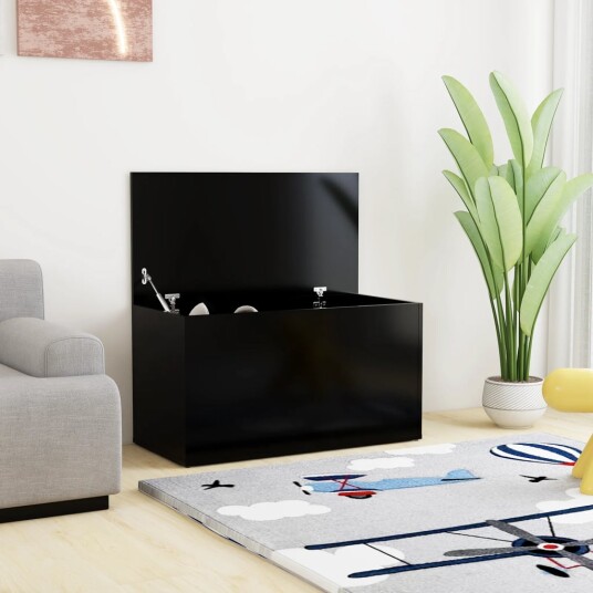 vidaXL Oppbevaringskiste svart 84x42x46 cm konstruert tre vidaXL Oppbevaringskiste svart 84x42x46 cm konstruert tre