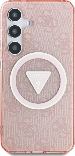 Guess Glitter 4G Circle Deksel for Samsung Galaxy S25 Ultra MagSafe kompatibel Rosa