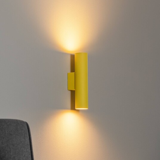 Argon Cerro vegglampe gul stål Ø 6 cm opp/ned Argon Cerro vegglampe gul stål Ø 6 cm opp/ned