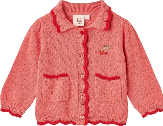 Flöss Cardigan   Strikk   Blomstring   Blossom Rosa   Flöss   5 år (110)   Cardigan Rød