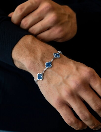 Steel & Barnett Clover Bracelet - Blue - ONE SIZE 17 - 23 cm