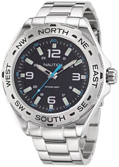 Nautica Herreklokke NAPCWS301 Clearwater Beach Sort/Stål Ø48 mm
