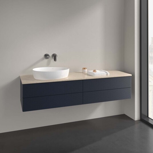 Villeroy & Boch Antao Servantskap med 4 skuffer 160x50x36 cm m/lys Blå Matt/Crème