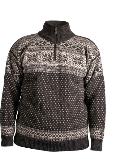 House of Yarn Setesdal Unisex Genser med Glidelås Str. XS 506-123F-590 Koksgrå