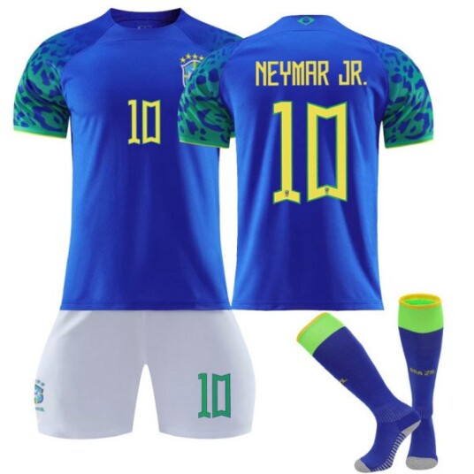 Qatar 2022 World Cup Brazil Neymar Jr #10 Trikot Samba fotball T skjorter for menn Trikotsett Barn Ungdom Adult XS(160 165cm)