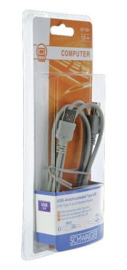 SCHWAIGER USB-kabel - USB-type B til USB - 1.5 m