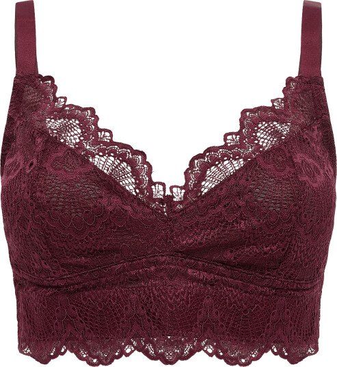 Understatement Underwear Lace Support Bra Burgundy M