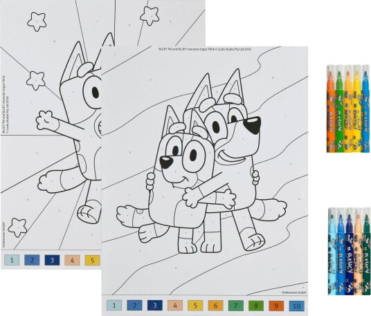 Bluey Fargelegg Etter Tall Inkl. 10 Tusjer Bluey Fargelegg Etter Tall Inkl. 10 Tusjer