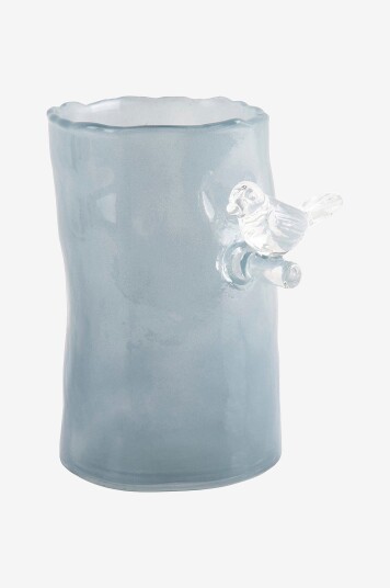 Present Time   Vase Bird On Branch Small   Blå