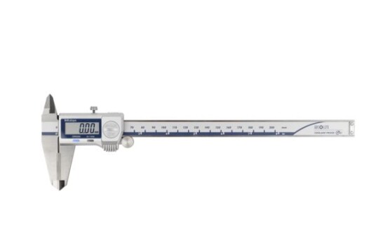 Mitutoyo Absolute Digimatic Skjutmått 500-734-20 Coolantproof 0-8in, 0,0005in Hårdmetallbel. Skänklar, Flat Sticka, Ip67, Friktionsrulle