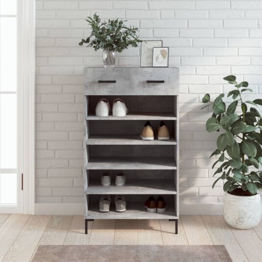vidaXL Skohylle betonggrå 60x35x105 cm konstruert tre