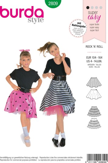 Burda 2809 Rock'n'Roll Skjørt EUR 104–164