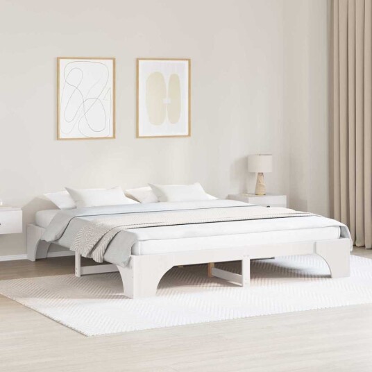  Sengestamme Hvit Solid tre 180 x 200 cm Sengestamme Rektangulær