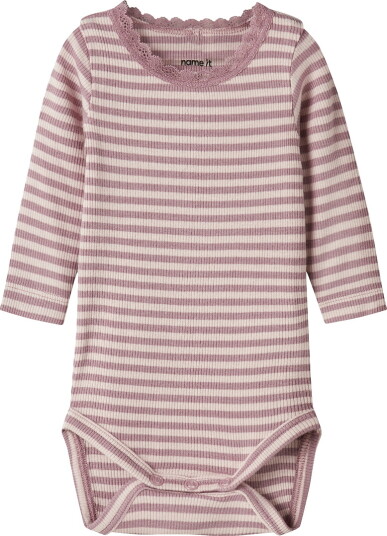 Name It Body I/e - Rib - Viskose - NbfKardia - Lotus - Name It - 50 - Langermet Body - Rosa