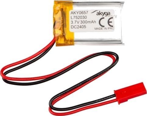 Akyga Aky0657 Batteri Sølv Lithium-Ion Li-Ion 300 Mah 3,7 V 20 Mm AKY0657