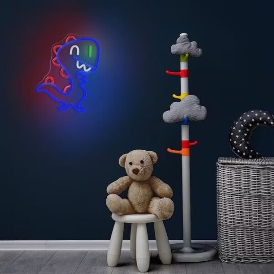 Forever Light Neonskilt LED Jurassic Edition - Flerfarget Lys med Baby Dino
