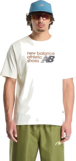New Balance Athletics Premium Relaxed Chest Logo T Shirt Beige XL