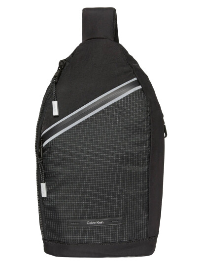 Calvin Klein Striped Utility Zip Sling Black ONE SIZE Calvin Klein Striped Utility Zip Sling Black ONE SIZE