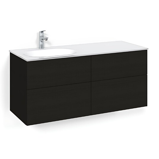 Macro Design Crown Servantskap 4-skuff - med Venstre Glasservant 120cm Svart eik / Plain Glass Edge Hvit Macro Design Crown Servantskap 4-skuff - med Venstre Glasservant 120cm Svart eik / Plain Glass Edge Hvit