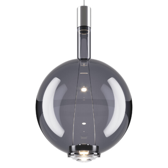 Lodes Sky-Fall Round Taklampe Stor 2700K Glossy Smoke/Glass