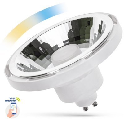 10W Hvit Smart Home LED spot - Tuya/Smart Life, Google Home, Amazon Alexa kompatibel, GU10 AR111 - Dimbar : Via Smart Home, Kulør : Fra varm til kald