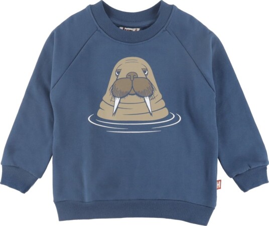 DYR Cph Collegegenser Dyrebelg Dark Grey Blue Hvalross DYR 2 år (92) Collegegenser Blå Brun Grå