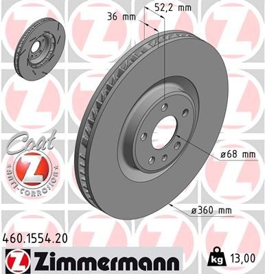 Bremseskive ZIMMERMANN 460.1554.20