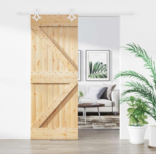  Skyvedør Naturlig og Hvit 80 x 210 cm Heltre furu