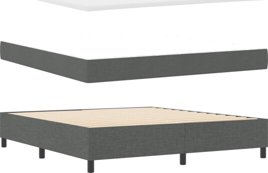 Box Spring Seng med Madrass & LED Mørkegrå 180x200 cm Stoff