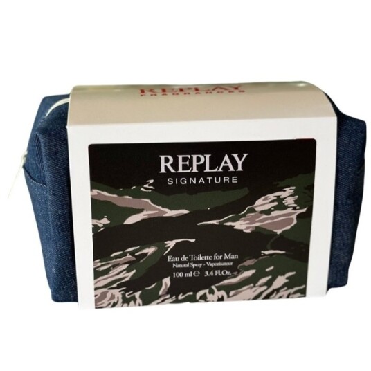 REPLAY Signature Man Gavesett med Eau De Toilette 100 ml og Pochette